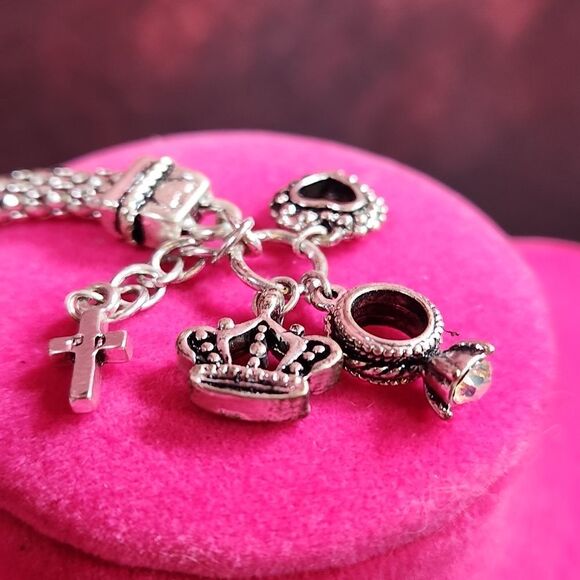 🔺️Premier Antiqued Double Strand Braided Charm Bracelet - Picture 11 of 12